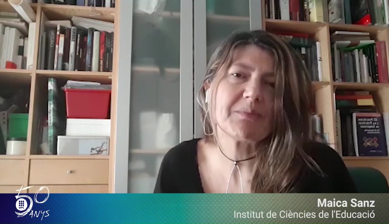 Maica Sanz, tècnica de l'Institut de Ciències de l'Educació, felicita els #50anysUPC